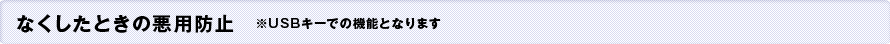 なくしたときの悪用防止　※USBキーでの機能となります